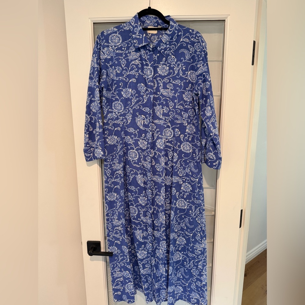 Julia Amory shirt dress blue and white floral size Medium - Picture 2 of 5